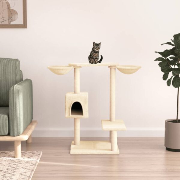 vidaXL Cat Tree with Scratching Posts Cream 82 cm - Image 1