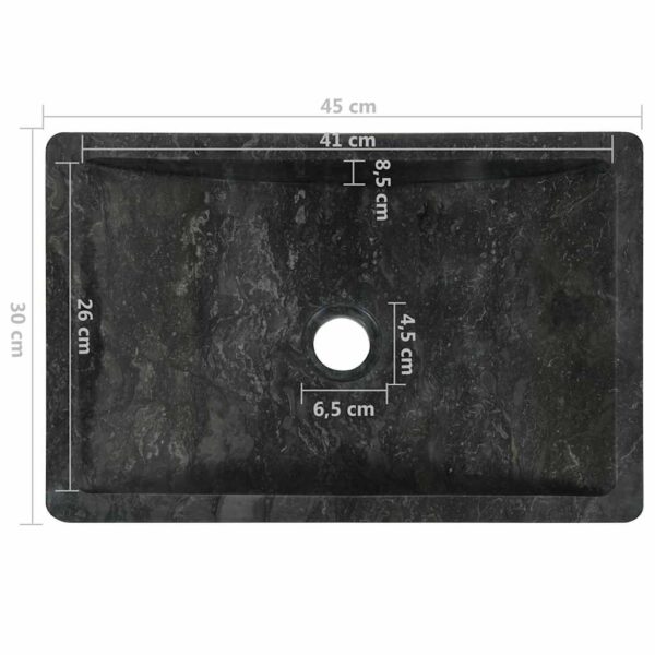 vidaXL Sink 45x30x12 cm Marble High Gloss Black - Image 12