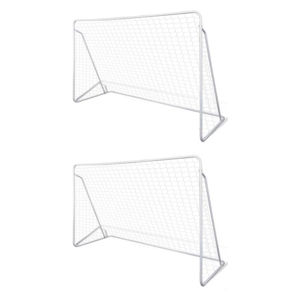 vidaXL Football Goal Nets Steel 2 pcs 240x90x150 cm - Image 1