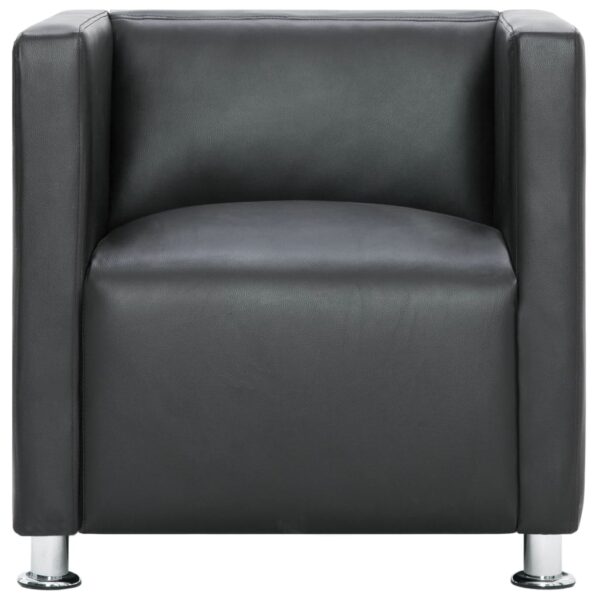 vidaXL Cube Armchair Grey Faux Leather - Image 3
