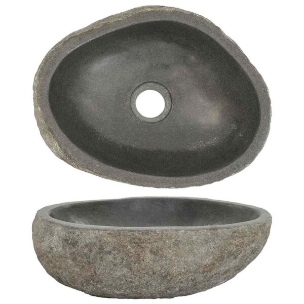 vidaXL Basin River Stone Oval (29-38)x(24-31) cm - Image 1