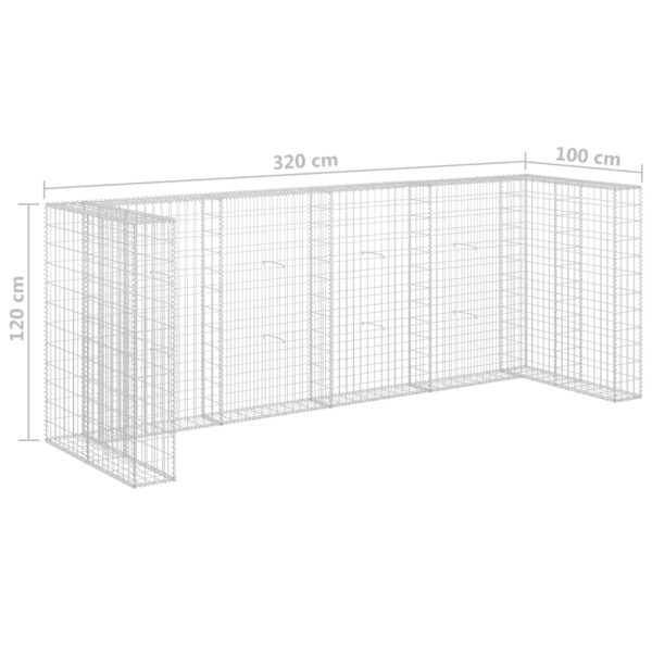 vidaXL Gabion Wall for Garbage Bins Galvanised Steel 320x100x120 cm - Image 7