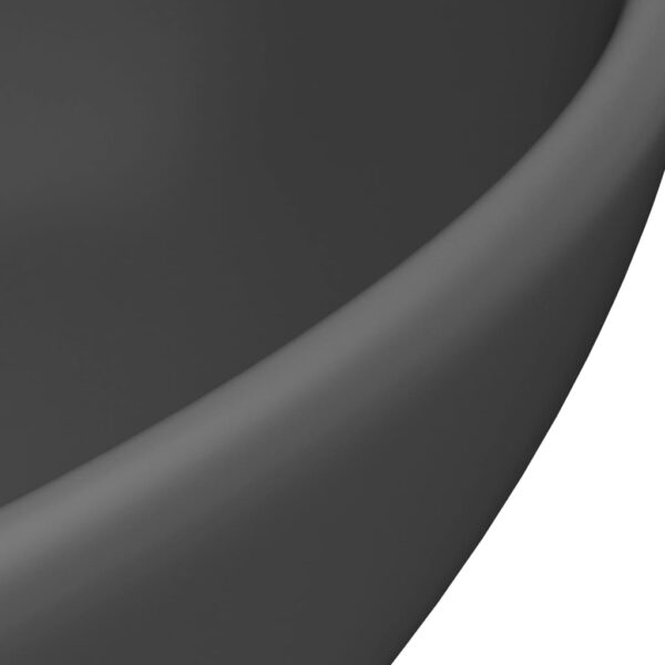 vidaXL Luxury Basin Oval-shaped Matt Dark Grey 40x33 cm Ceramic - Image 5