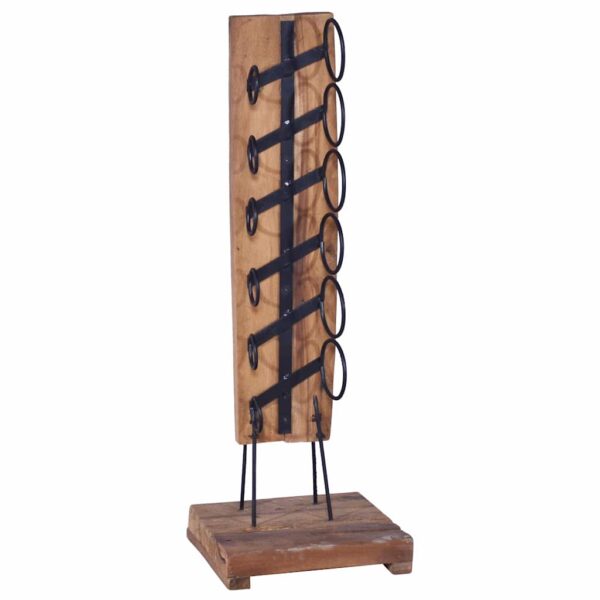 vidaXL Wine Rack for 6 Bottles 35x35x100 cm Solid Teak Wood - Image 1