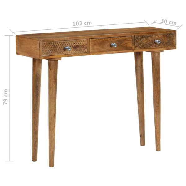 vidaXL Console Table Solid Mango Wood 102x30x79 cm - Image 9