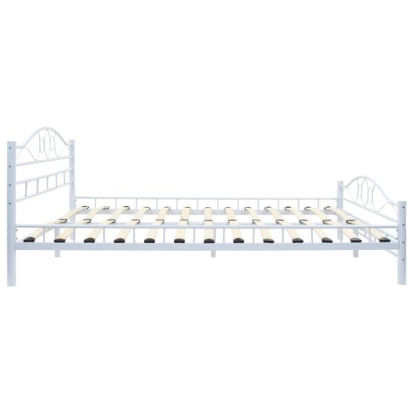 vidaXL Bed Frame without Mattress White Metal 137x187 cm Double - Image 4