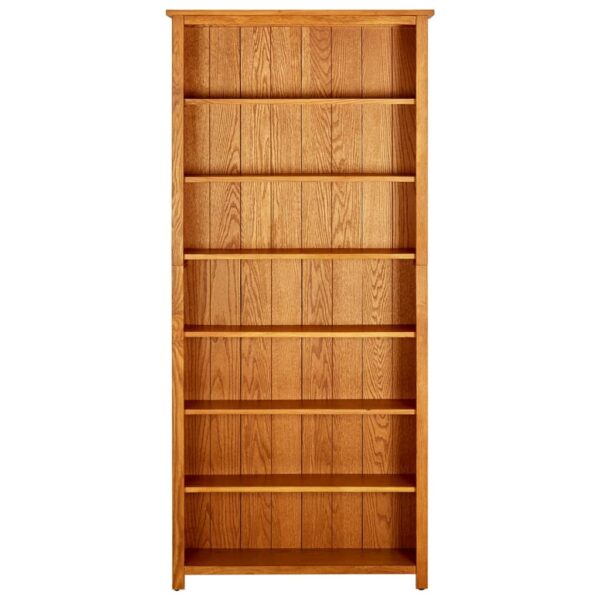 vidaXL 7-Tier Bookcase 90x22.5x200 cm Solid Oak Wood - Image 2