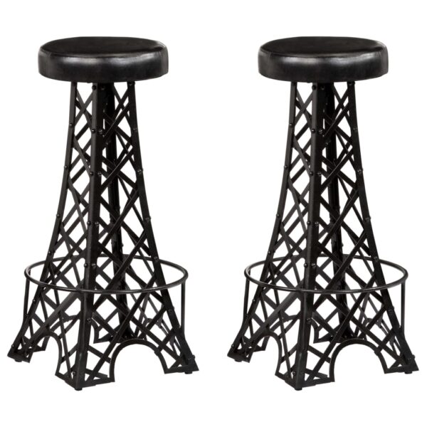 vidaXL Bar Stools 2 pcs Real Leather - Image 1