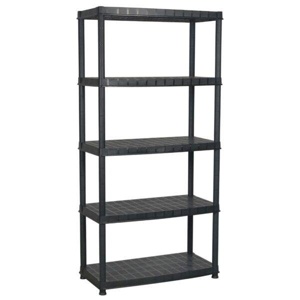vidaXL Storage Shelf 5-Tier Black 91.5x45.7x185 cm Plastic - Image 2