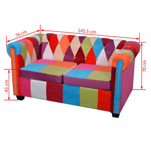 vidaXL Chesterfield Sofa 2-Seater Fabric - Image 5