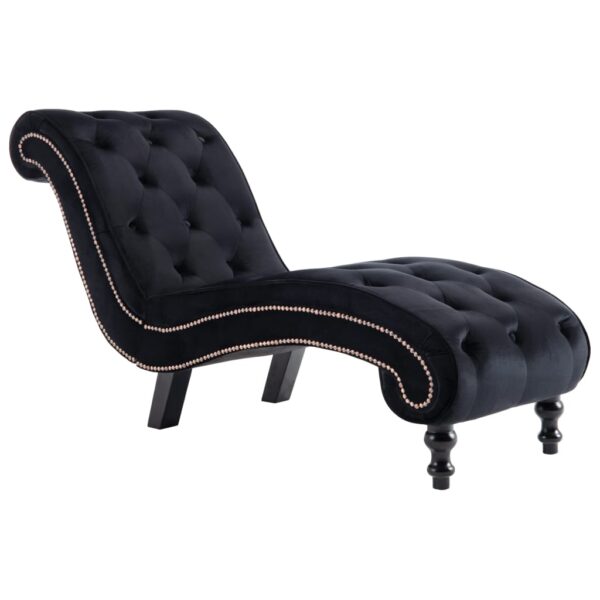 vidaXL Chaise Lounge Black Velvet - Image 2