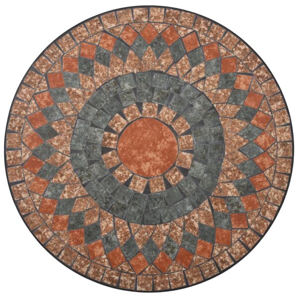 vidaXL 3 Piece Mosaic Bistro Set Ceramic Tile Orange/Grey - Image 4