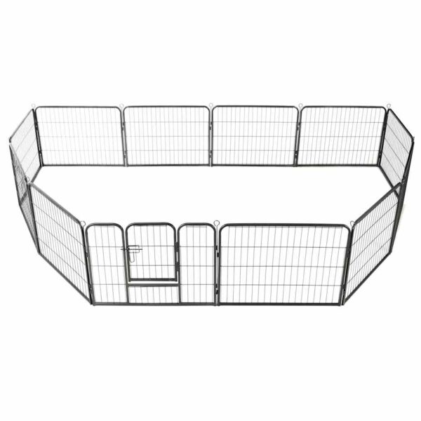 vidaXL Dog Playpen 12 Panels Steel 80x60 cm Black - Image 2