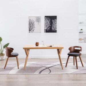 vidaXL Dining Chairs 2 pcs Dark Grey Bent Wood and Fabric