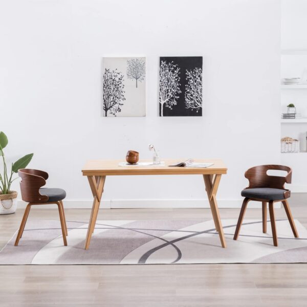 vidaXL Dining Chairs 2 pcs Dark Grey Bent Wood and Fabric - Image 1
