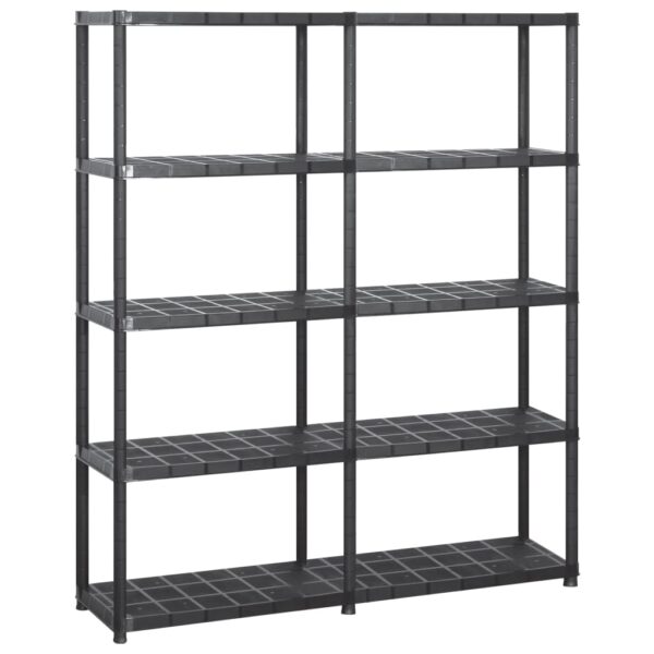 vidaXL Storage Shelf 5-Tier Black 142x38x170 cm Plastic - Image 1
