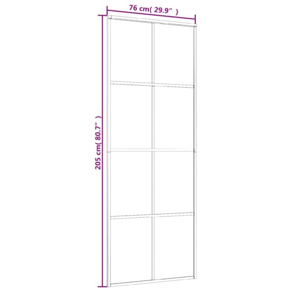 vidaXL Sliding Door Black 76x205 cm ESG Glass and Aluminium - Image 7
