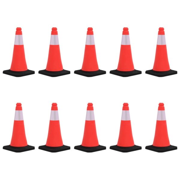 vidaXL Reflective Traffic Cones with Heavy Bases 10 pcs 50 cm - Image 1