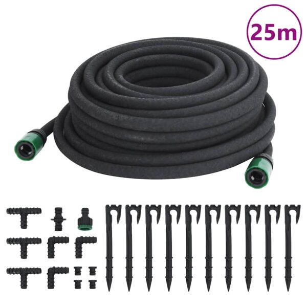 vidaXL Garden Soaker Hose Black 0.6" 25 m Rubber - Image 1