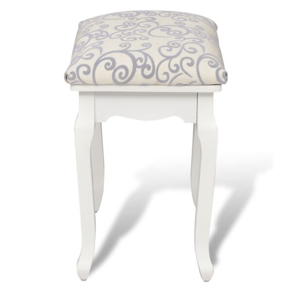 vidaXL Dressing Stool Warm White Fabric - Image 4