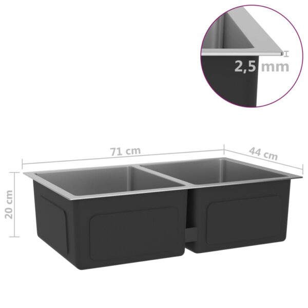 vidaXL Handmade Kitchen Sink Stainless Steel - Image 7