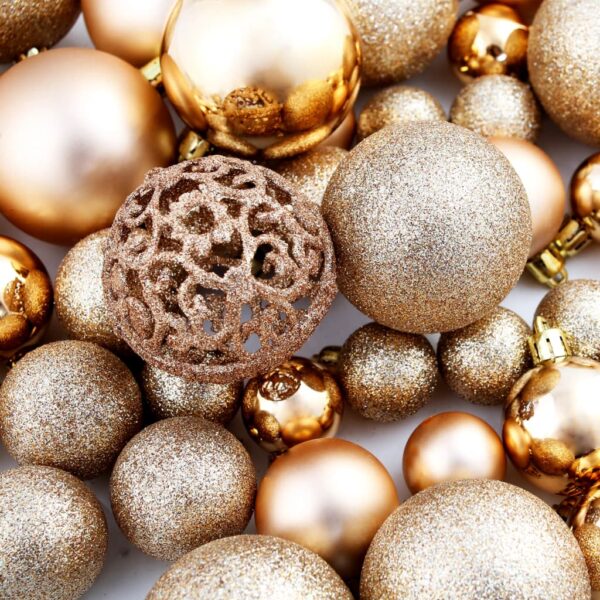 vidaXL 100 Piece Christmas Ball Set 3/4/6 cm Rose/Gold - Image 9