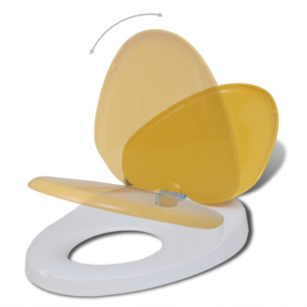 vidaXL Toilet Seats with Soft Close Lids 2 pcs Plastic White and Yellow - Image 3