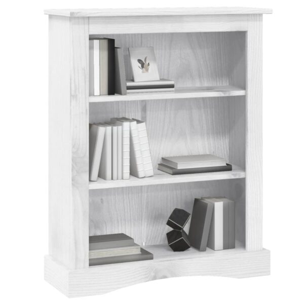 vidaXL 3-Tier Bookcase Mexican Pine Corona Range White 81x29x100 cm - Image 4