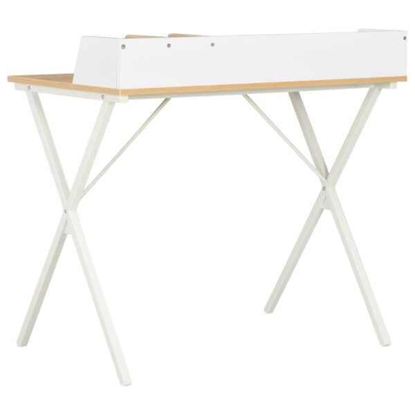vidaXL Desk White and Natural 80x50x84 cm - Image 5