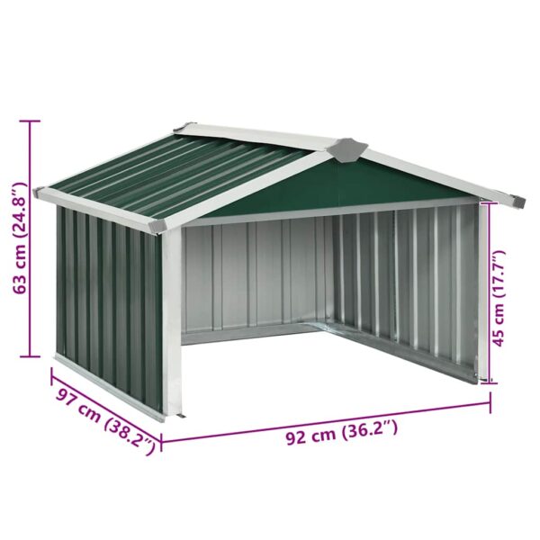 vidaXL Garden Robot Lawnmower Shed 92x97x63 cm Galvanised Steel Green - Image 9