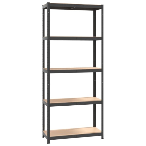 vidaXL 5-Layer Storage Shelf Anthracite Steel and Engineered Wood - Image 2