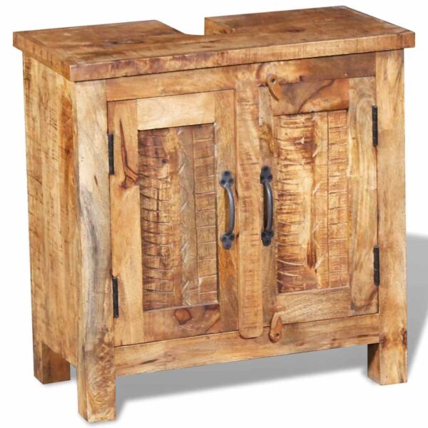 vidaXL Bathroom Vanity Cabinet with Mirror Solid Mango Wood - Image 4