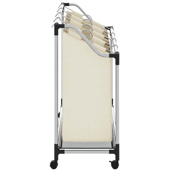 vidaXL Laundry Sorter with 4 Bags Cream Steel - Image 6