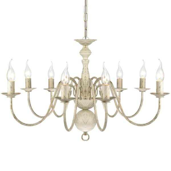 vidaXL Antique White Metal Chandelier 8 x E14 Bulbs - Image 3