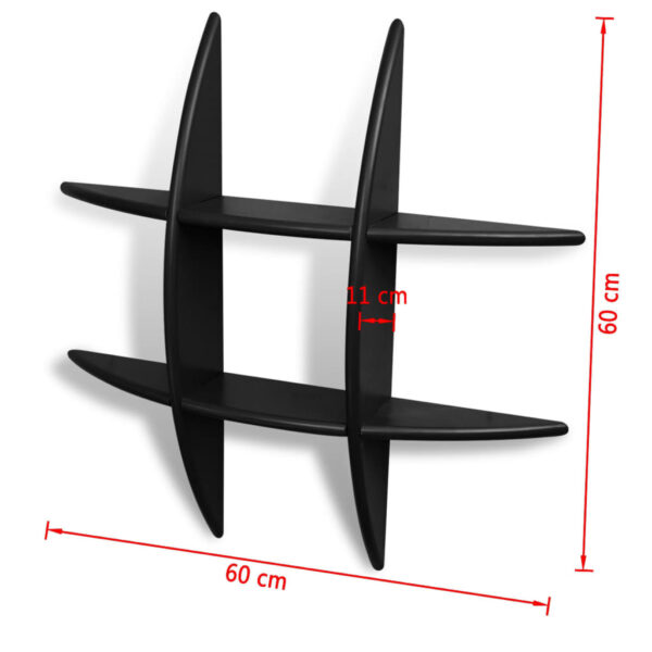 Black MDF Floating Wall Display Shelf Book/DVD Storage - Image 4