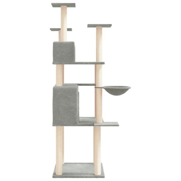 vidaXL Cat Tree with Sisal Scratching Posts Light Grey 166 cm - Image 4