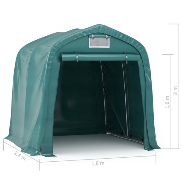 vidaXL Garage Tent PVC 1.6x2.4 m Green - Image 11