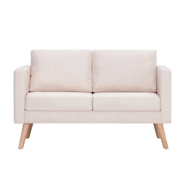 vidaXL 2 Piece Sofa Set Fabric Cream - Image 7