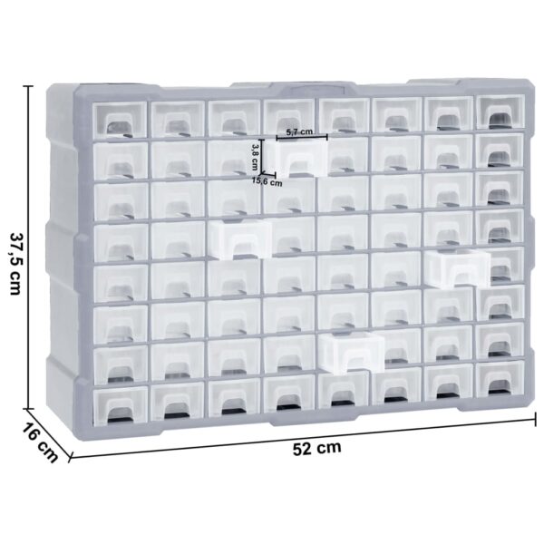 vidaXL Multi-drawer Organiser with 64 Drawers 52x16x37.5 cm - Image 9