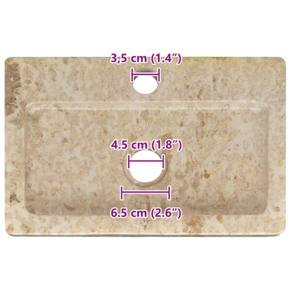 vidaXL Wall-mounted Sink Cream 38x24x6.5 cm Marble - Image 12
