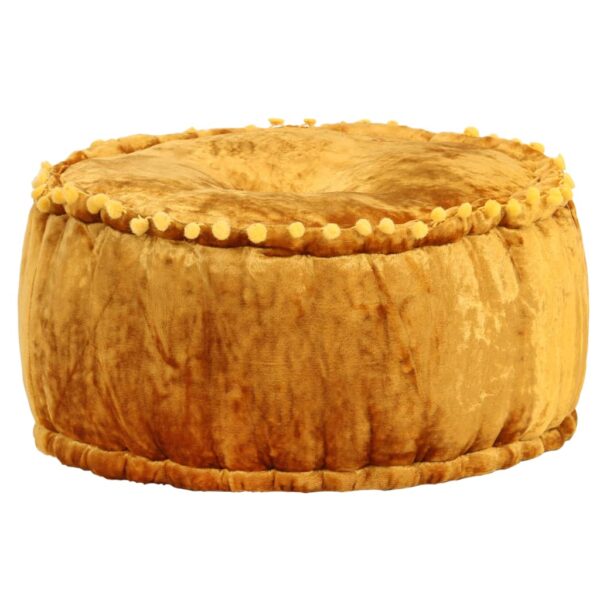 vidaXL Round Pouffe Velvet 40x20 cm Mustard - Image 1