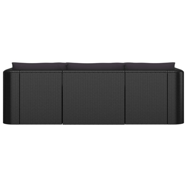 vidaXL 10 Piece Garden Lounge Set with Cushions Poly Rattan Black - Image 7