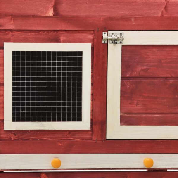 vidaXL Rabbit Hutch Red and White 140x63x120 cm Solid Firwood - Image 6
