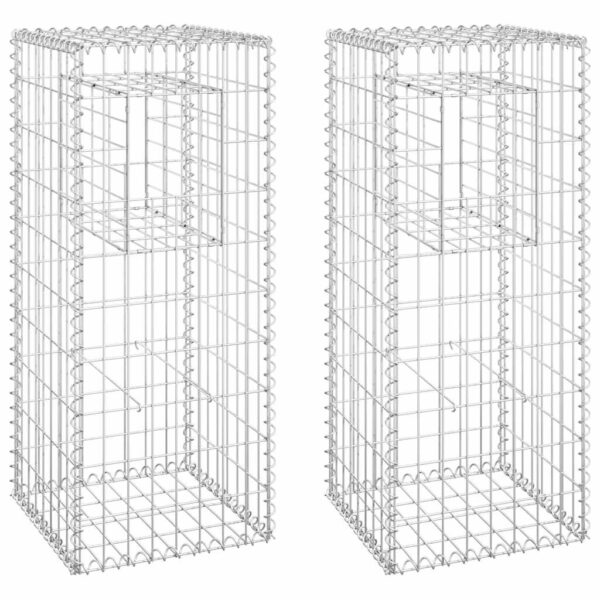 vidaXL Gabion Basket Posts 2 pcs 40x40x100 cm Iron - Image 2
