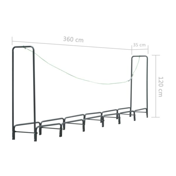 vidaXL Firewood Rack Anthracite 360x35x120 cm Steel - Image 10