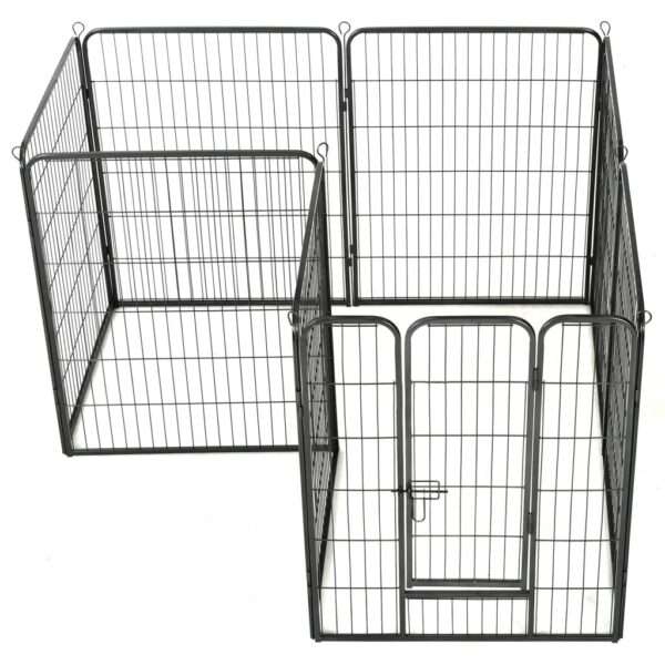 vidaXL Dog Playpen 8 Panels Steel 80x100 cm Black - Image 3