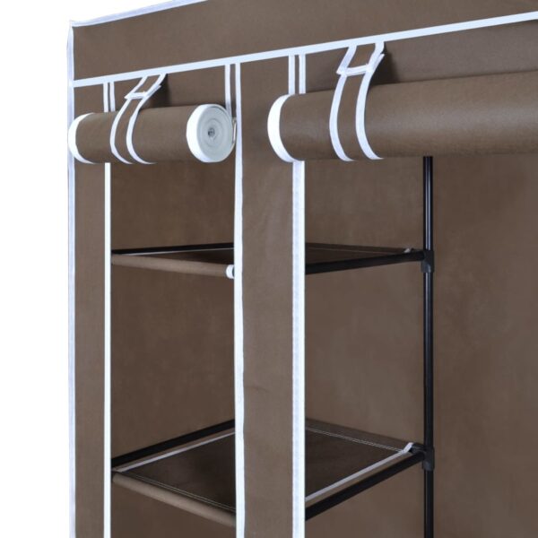 vidaXL Wardrobe with Compartments and Rods 45x150x176 cm Brown Fabric - Image 5
