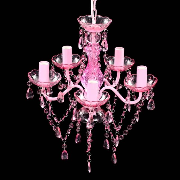 vidaXL Crystal Light 5 Bulbs Pink - Image 4
