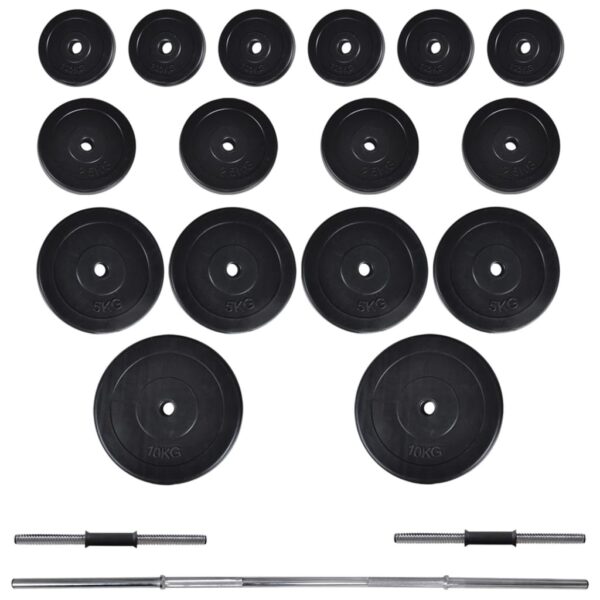 vidaXL Wall-mounted Power Tower with Barbell and Dumbbell Set 60.5 kg - Image 10