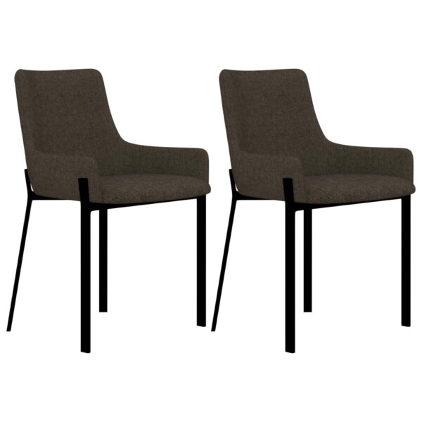 vidaXL Dining Chairs 2 pcs Brown Fabric - Image 1